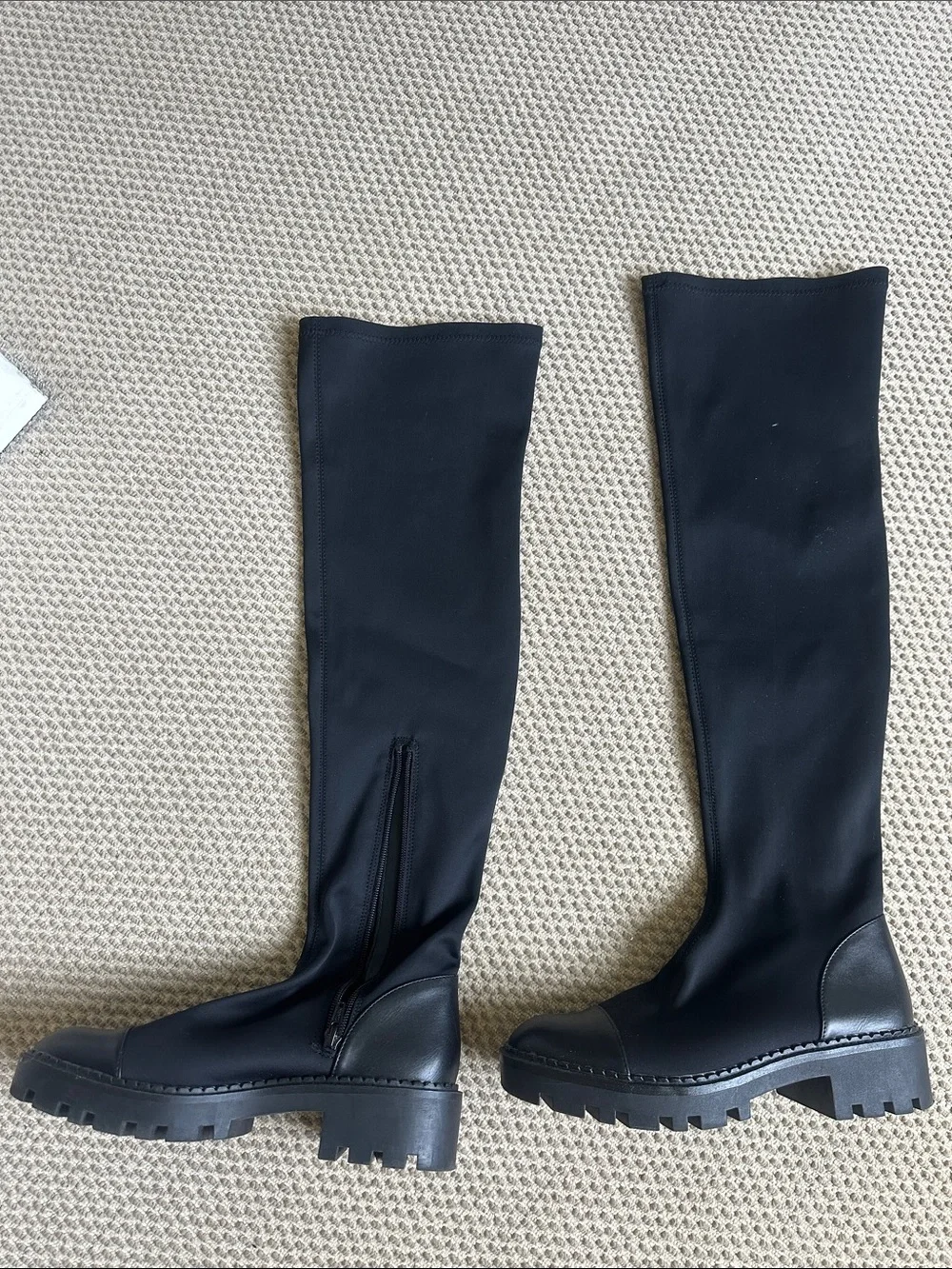 Zara Black Over-the-Knee Stretch Sock Boots